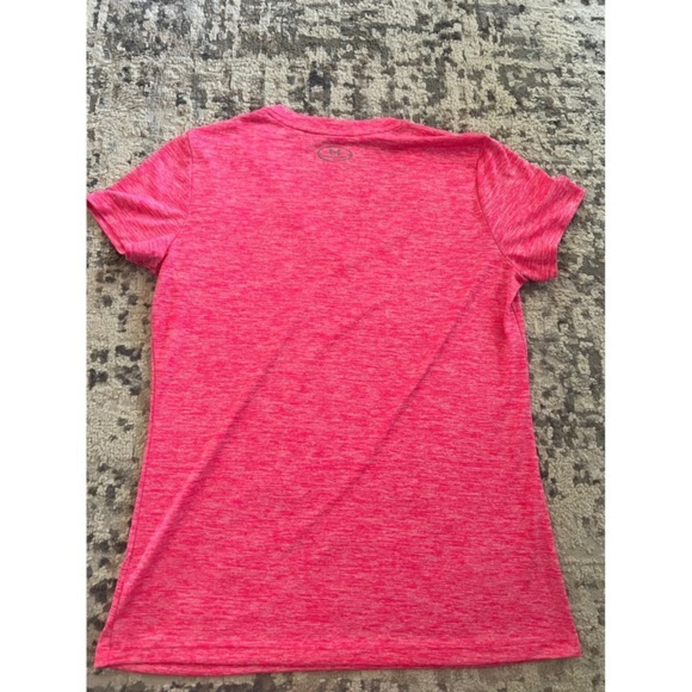 Under Armour HeatGear Women Pink Space Dye V-Neck Short Sleeve Training Tee S - Picture 4 of 4